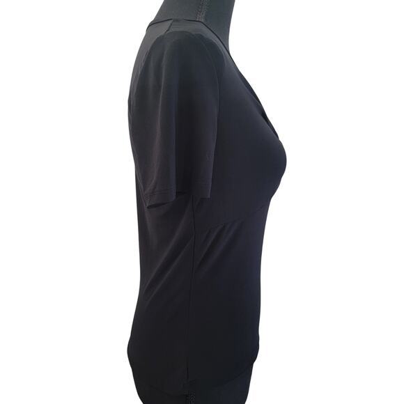 Susan Lawrence V-Neck Black Knit Top Shirt‎ Sz PM Petite Medium Short Sleeve - Picture 6 of 9